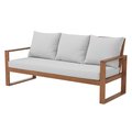 Alaterre Furniture Grafton Eucalyptus 3-Seat Outdoor Bench with Gray Cushions ANGT03EBO